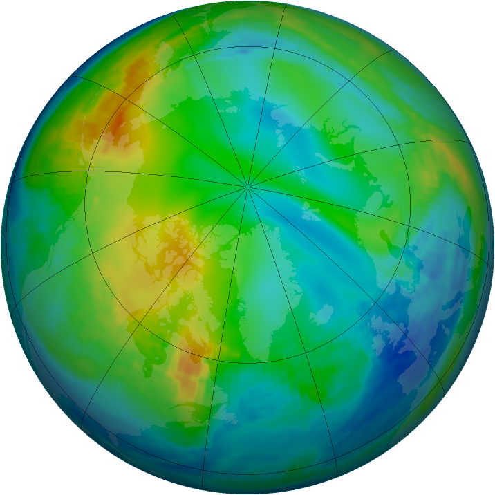 Arctic ozone map for 29 November 1988